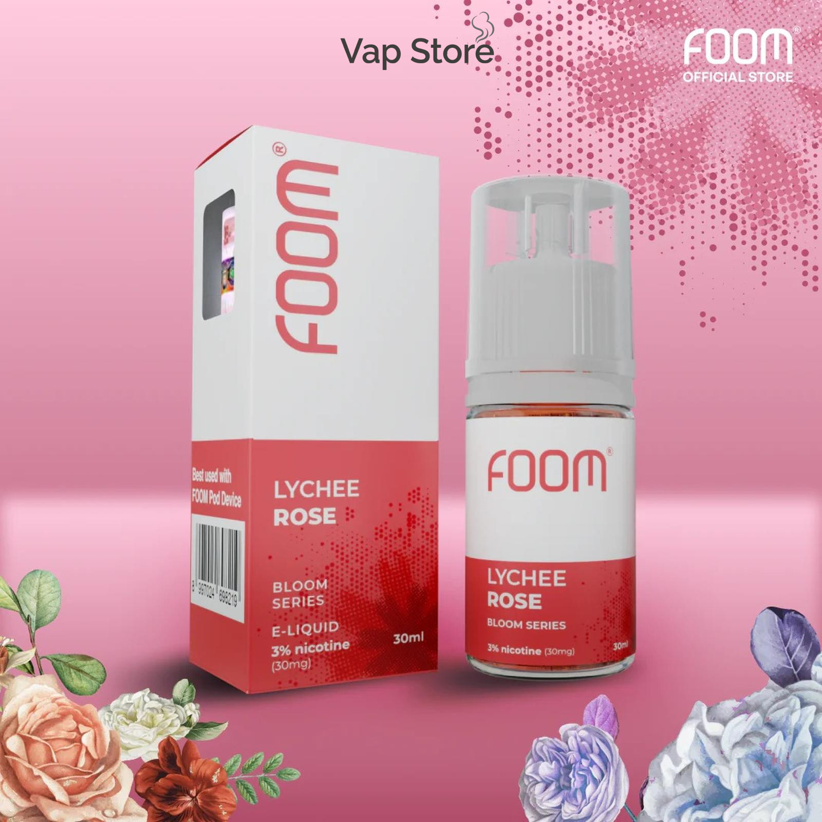 FOOM Lychee Rose Salt Nic 30ml / 30mg by FOOM Lab Global - Beli di Vap Store